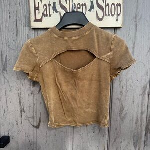 Brown Cut-Out Women Top